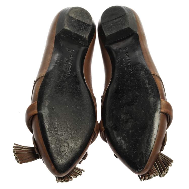 Pre Owned Givenchy Brown Leather Tassel Loafers Size 37.5