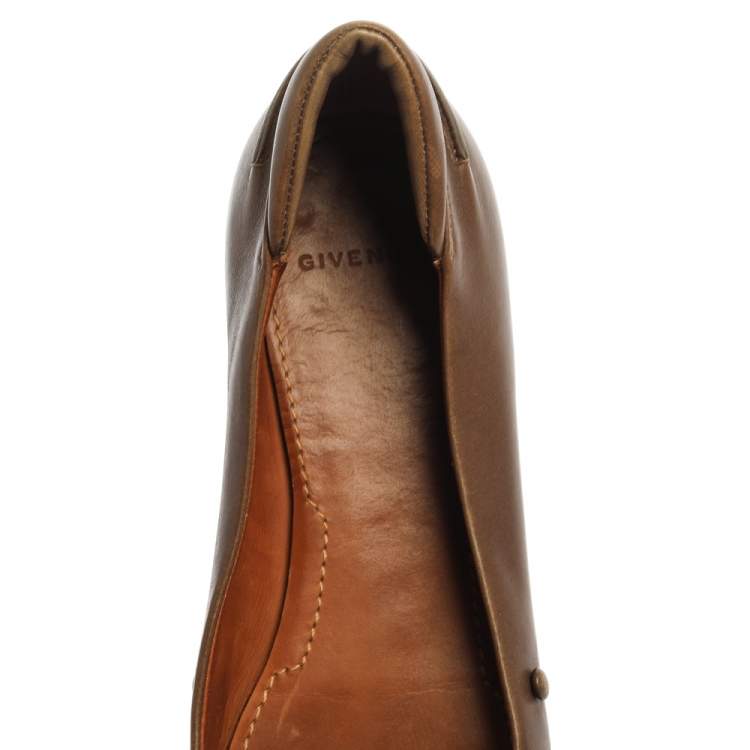 Pre Owned Givenchy Brown Leather Tassel Loafers Size 37.5