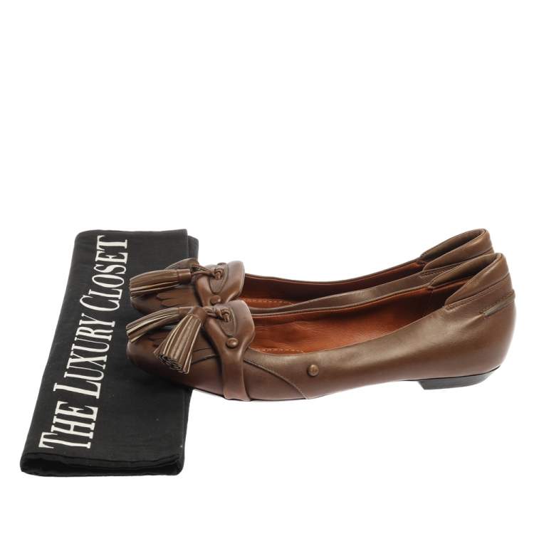 Pre Owned Givenchy Brown Leather Tassel Loafers Size 37.5