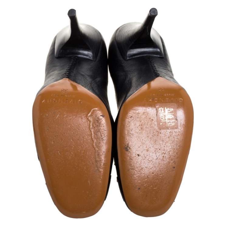 Pre Owned Givenchy Black Leather Embellished Square Toe Pumps Size 38