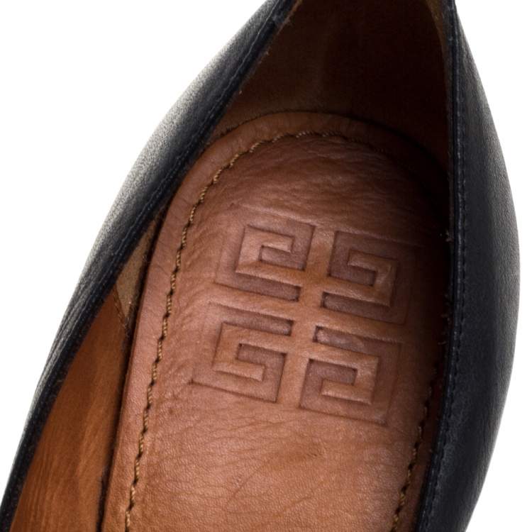 Pre Owned Givenchy Black Leather Embellished Square Toe Pumps Size 38