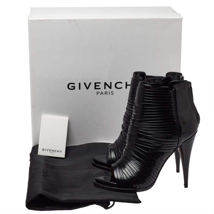 Givenchy Black Strappy Leather Peep Toe Ankle Booties Size 38