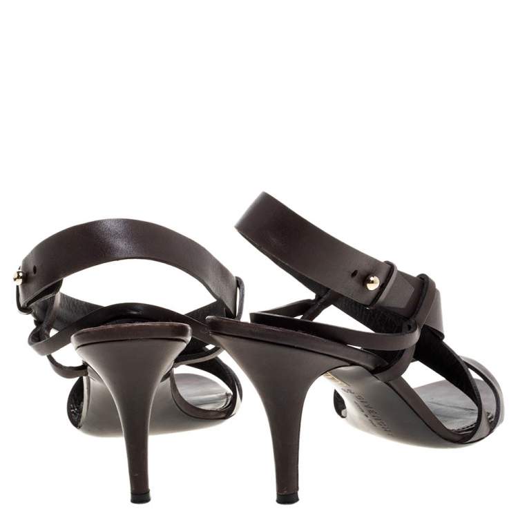 مملوكة مسبقًا Givenchy Dark Brown Leather Ankle Strap Sandals Size 39