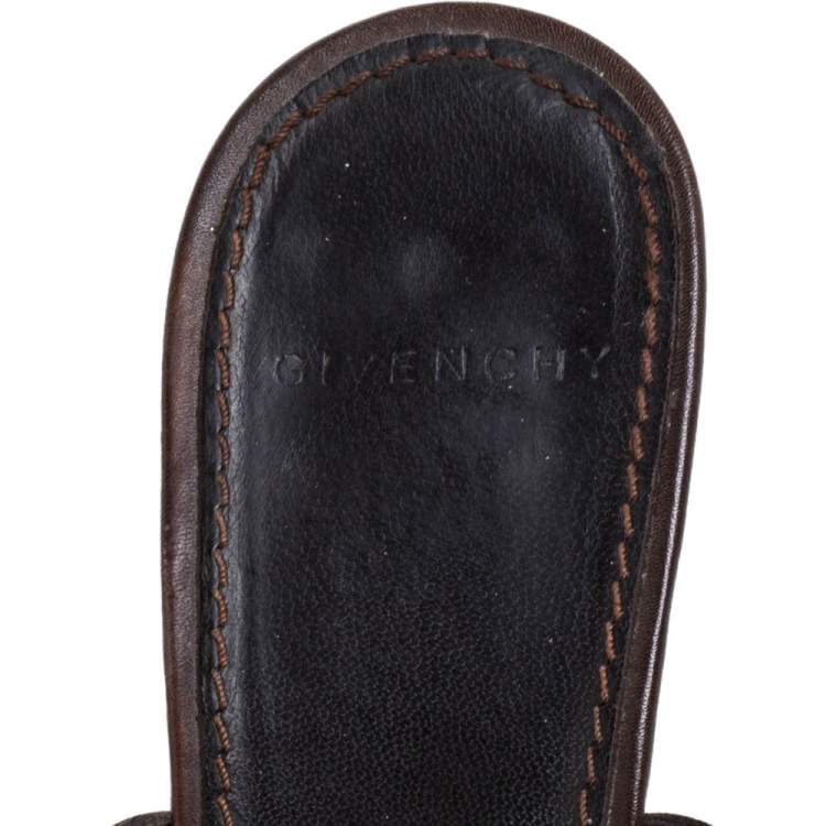 مملوكة مسبقًا Givenchy Dark Brown Leather Ankle Strap Sandals Size 39
