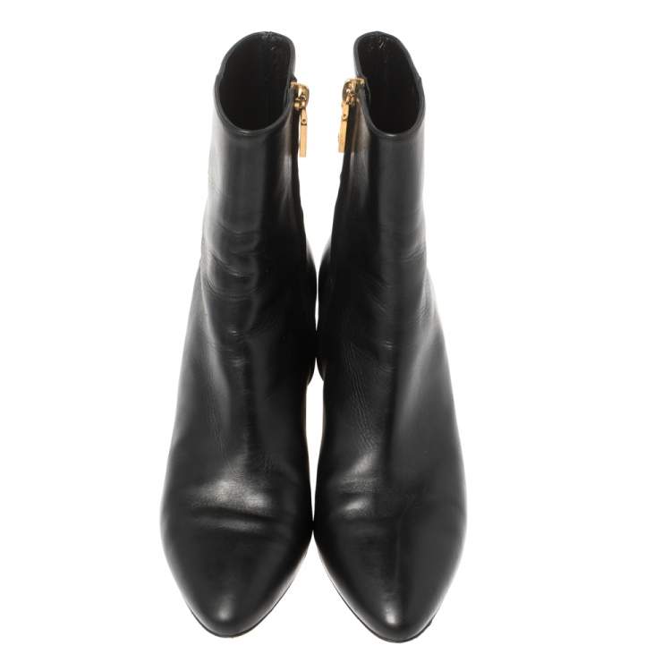 Pre Owned Givenchy Black Leather G Heel Ankle Boots Size 39