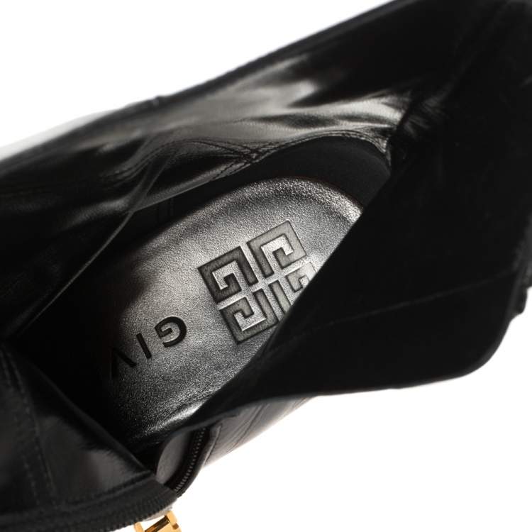 Pre Owned Givenchy Black Leather G Heel Ankle Boots Size 39