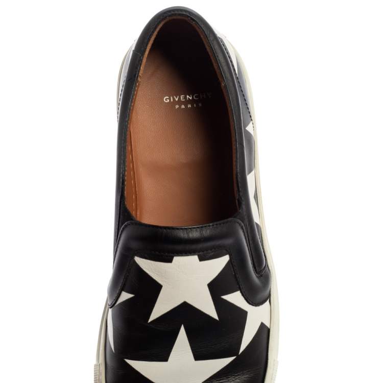 Pre Owned Givenchy Black And White Leather Star Print Skate Slip On Sneakers Size 39