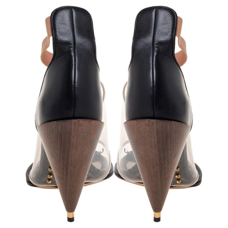 Pre Owned Givenchy Black Leather and PVC Albertina Sandals Size 40