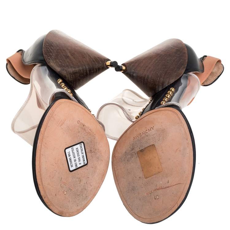 Pre Owned Givenchy Black Leather and PVC Albertina Sandals Size 40