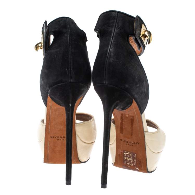Pre Owned Givenchy Two Tone Leather And Suede Leather Sharlock Sandals Size 37