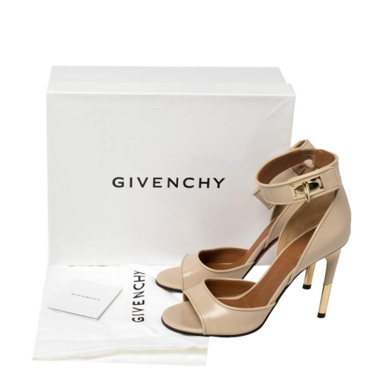 Pre Owned Givenchy Beige Leather Sharklock Sandals Size 37