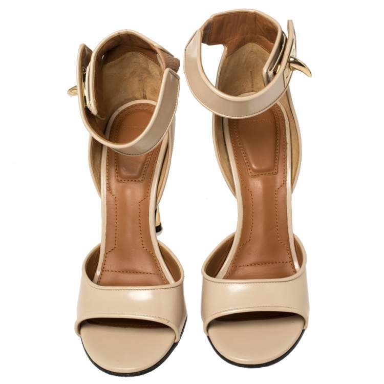 Pre Owned Givenchy Beige Leather Sharklock Sandals Size 37