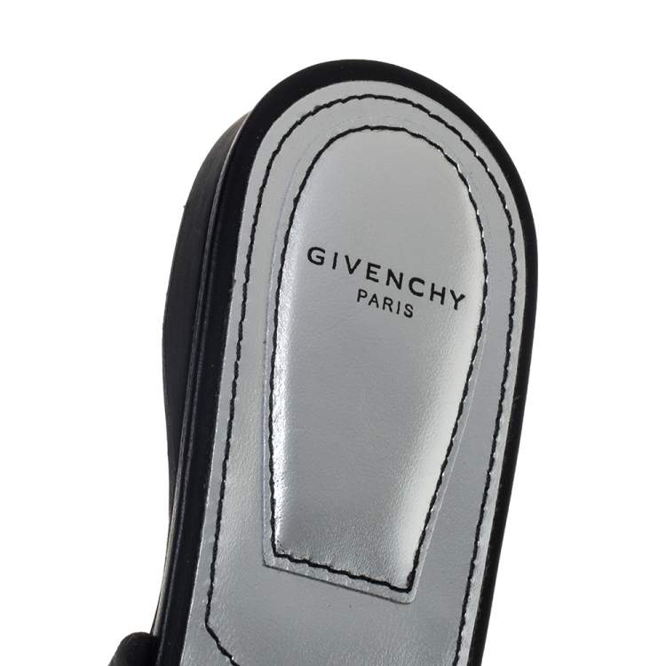 Pre Owned Givenchy Black Leather Flat Mules Size 38.5  