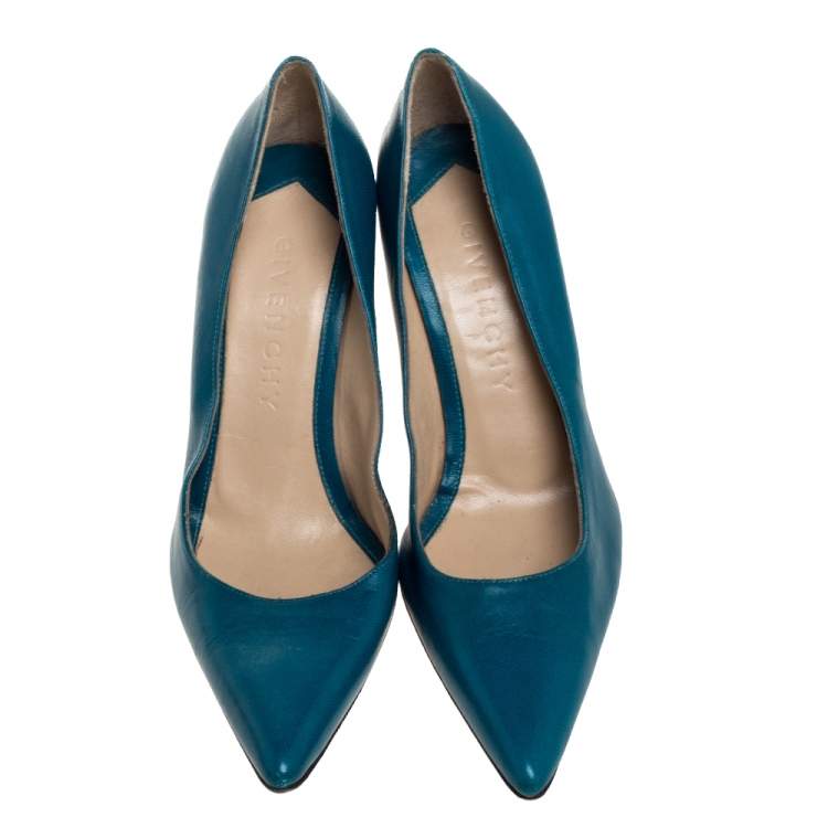 Pre Owned Givenchy Blue Leather Pointed Toe Pumps Size 36