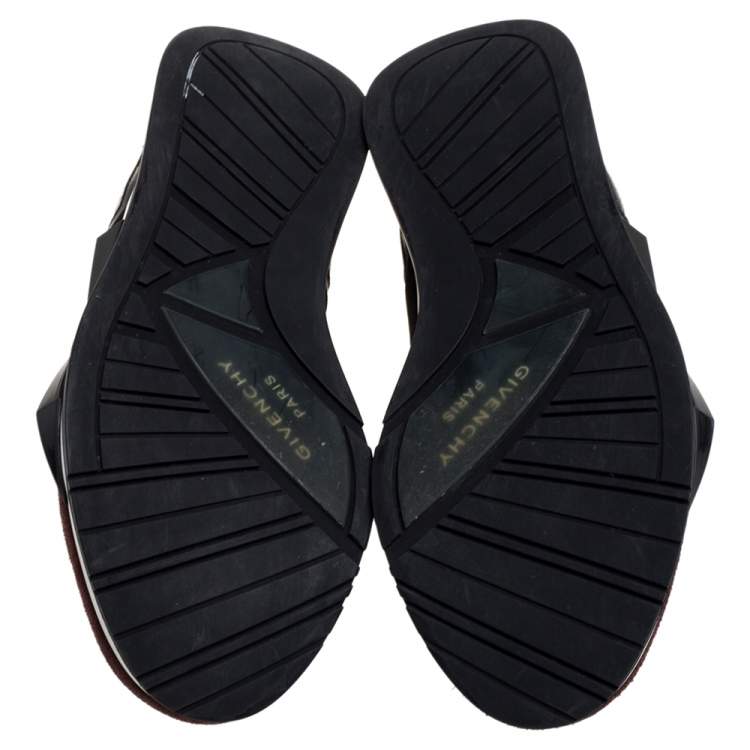 Pre Owned Givenchy Burgundy/Black Suede, Leather And Stretch Fabric Active Low Top Sneaker Size 38