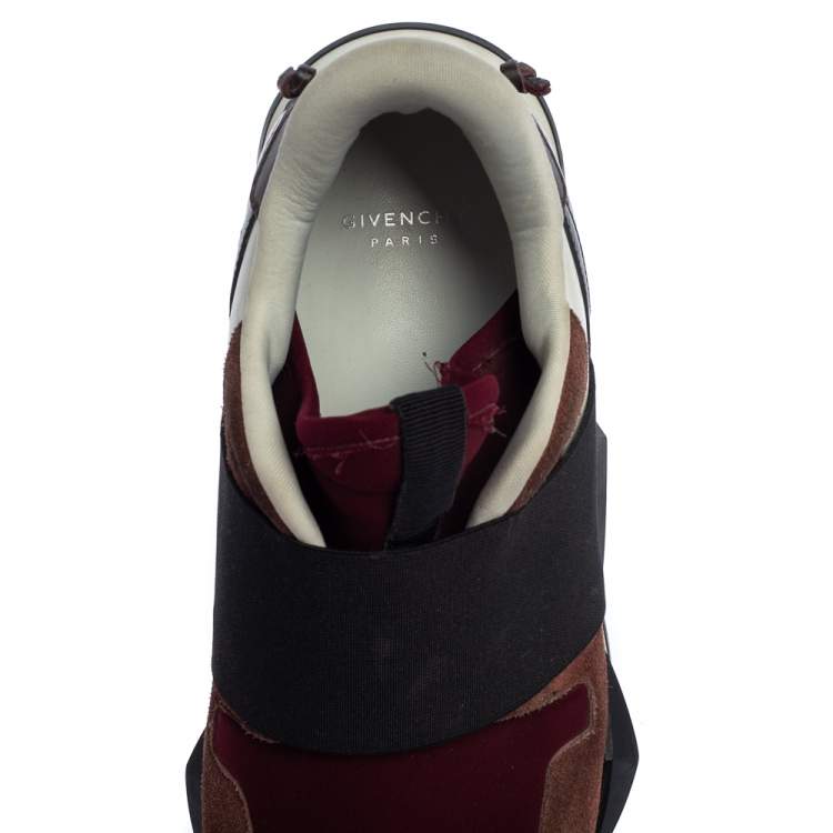 Pre Owned Givenchy Multicolor Suede And Fabric Elastic Strap Active Runner Sneakers Size 38