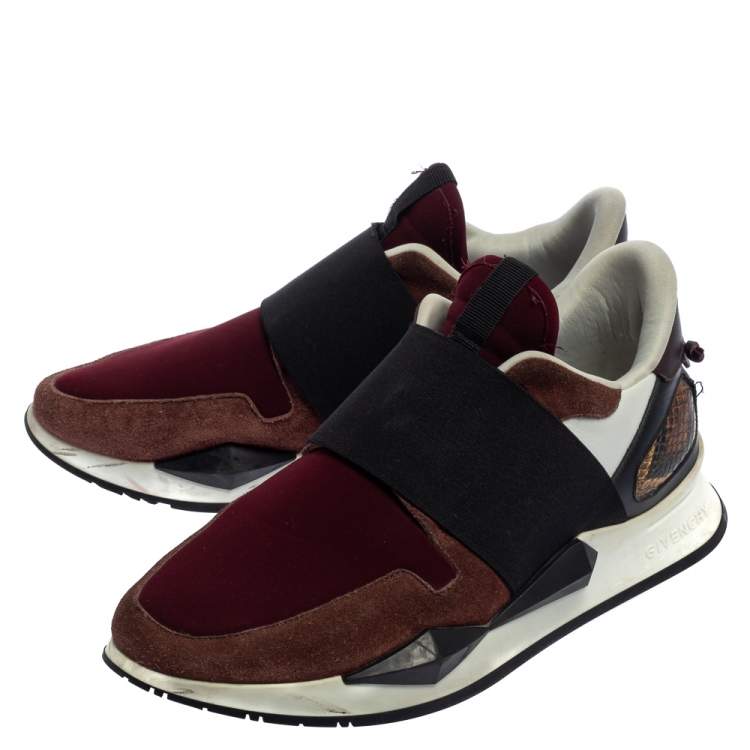 Pre Owned Givenchy Multicolor Suede And Fabric Elastic Strap Active Runner Sneakers Size 38