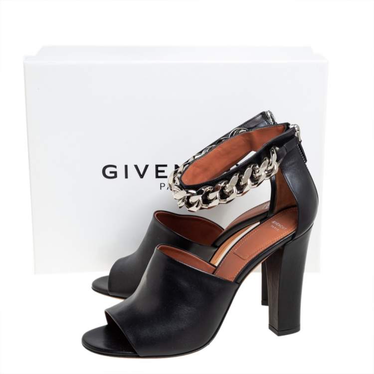 Pre Owned Givenchy Black Leather Raquel Ankle Strap Sandals Size 41