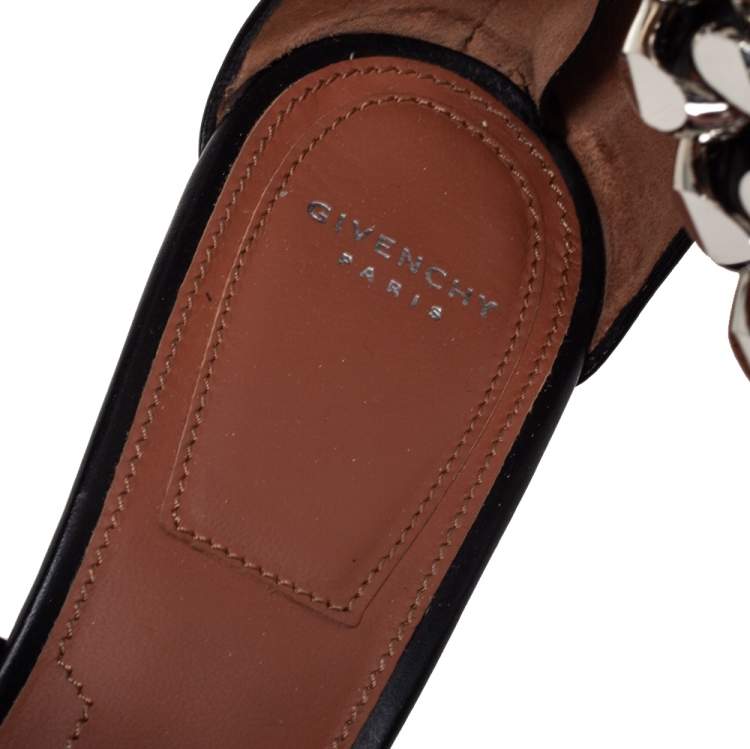 Pre Owned Givenchy Black Leather Raquel Ankle Strap Sandals Size 41
