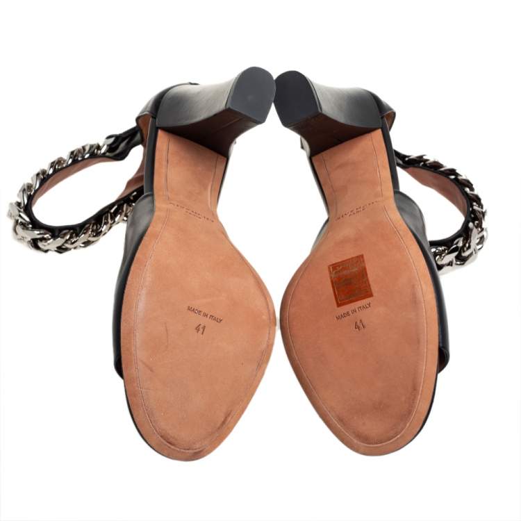 Pre Owned Givenchy Black Leather Raquel Ankle Strap Sandals Size 41