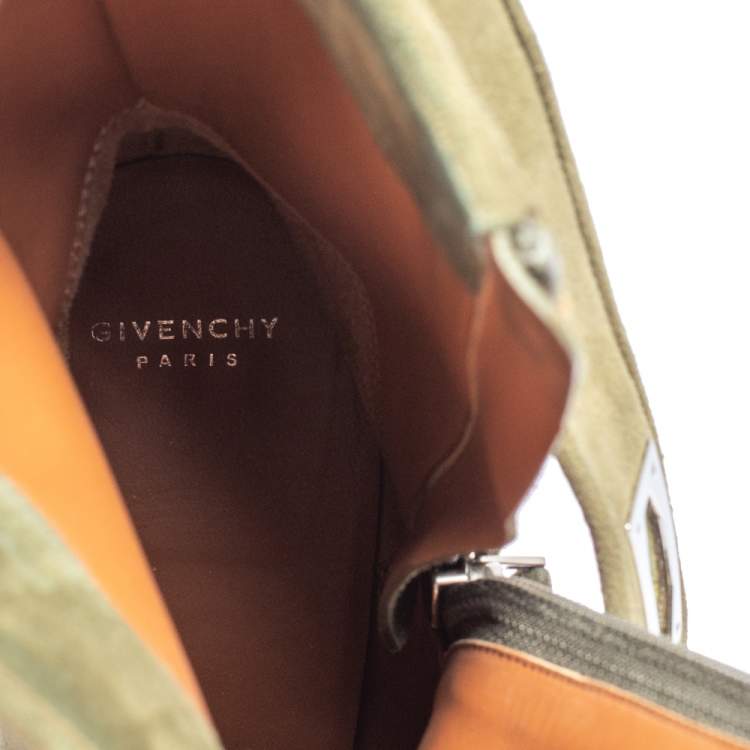 Pre Owned Givenchy Green Suede Shark Lock Wedge Ankle Boots Size 40
