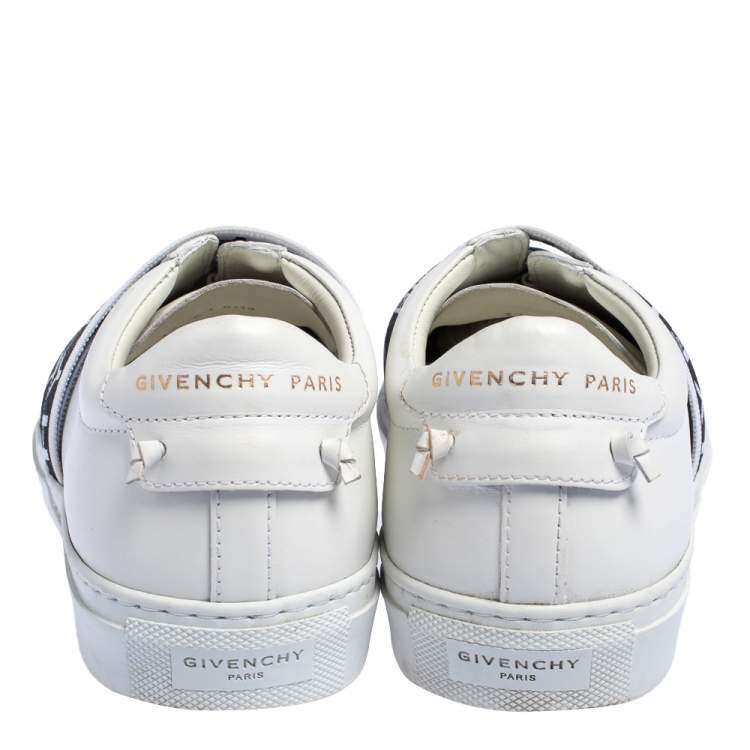 Pre Owned Givenchy White Leather Webbing Detail Low Top Sneakers Size 37