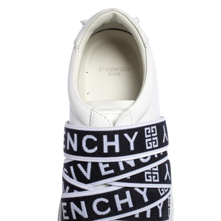 Pre Owned Givenchy White Leather Webbing Detail Low Top Sneakers Size 37