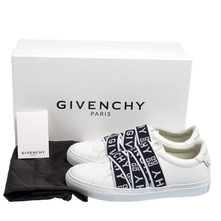 Pre Owned Givenchy White Leather Webbing Detail Low Top Sneakers Size 37