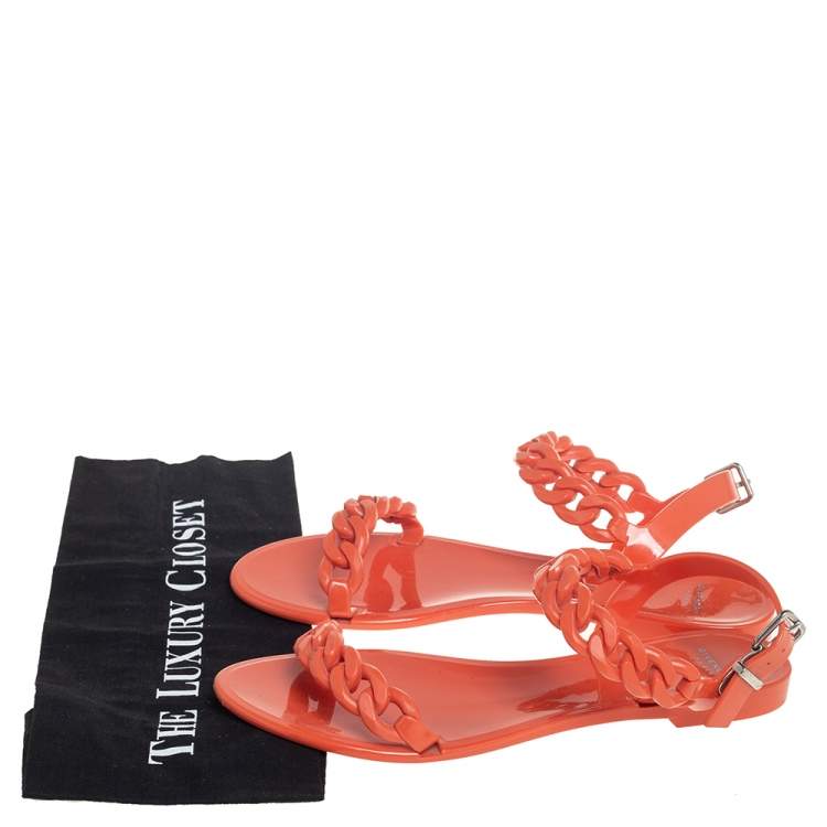 مملوكة مسبقًا Givenchy Orange Jelly Chain Nea Flats Size 39