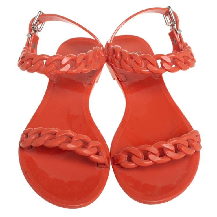 مملوكة مسبقًا Givenchy Orange Jelly Chain Nea Flats Size 39