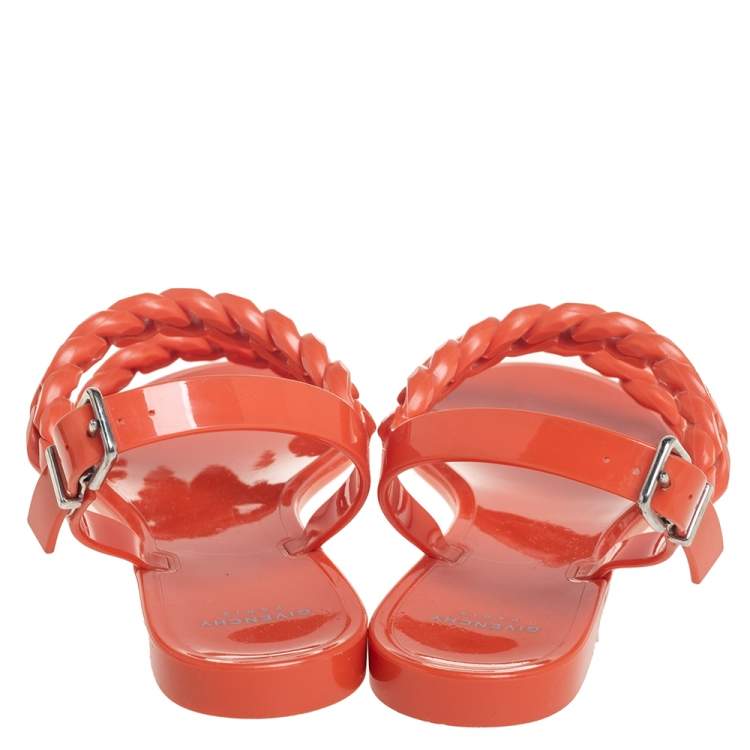 مملوكة مسبقًا Givenchy Orange Jelly Chain Nea Flats Size 39