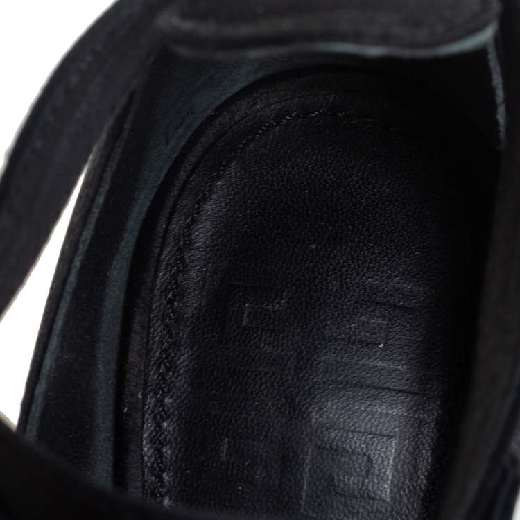 Pre Owned Givenchy Black Satin Cystal Buckle Embellished T-Strap Open Toe Sandals Size 38