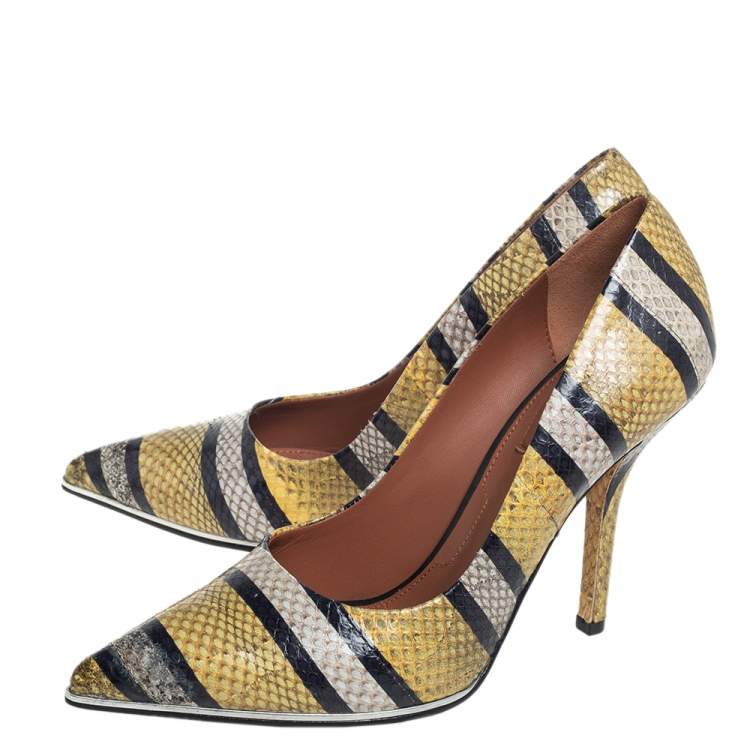 Pre Owned Givenchy Multicolor Python Pointed Toe Pumps Size 38