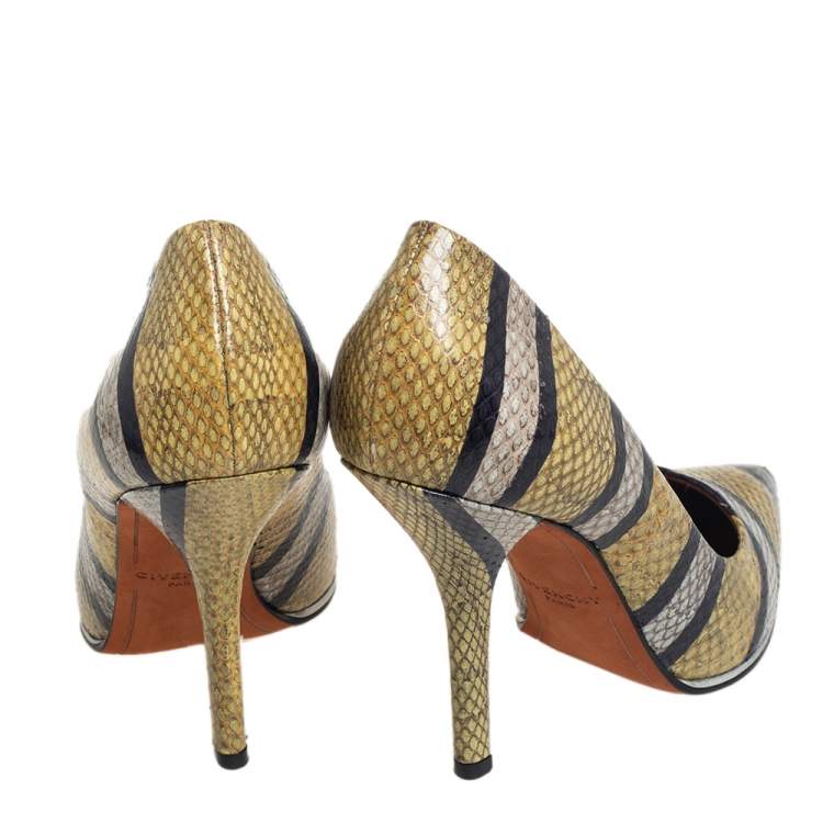 Pre Owned Givenchy Multicolor Python Pointed Toe Pumps Size 38