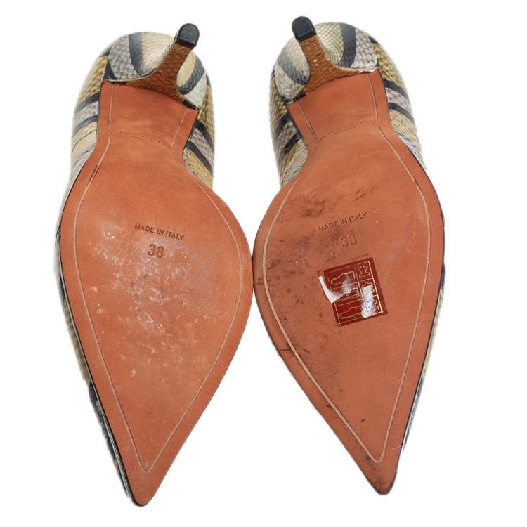 Pre Owned Givenchy Multicolor Python Pointed Toe Pumps Size 38