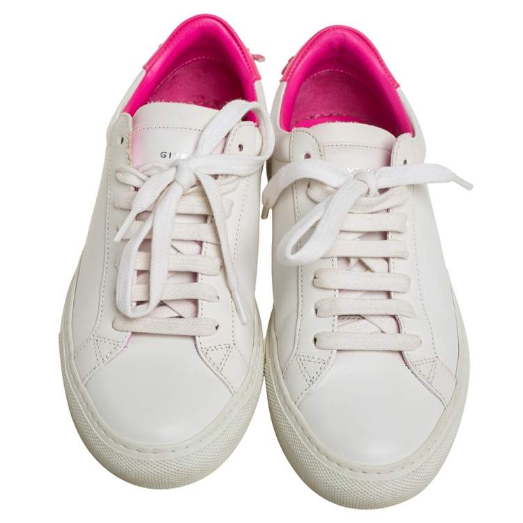 Pre Owned Givenchy White/Pink Leather Urban Street Knot Low Top Sneakers Size 36
