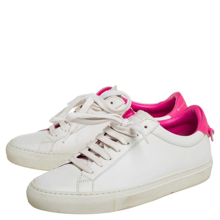 Pre Owned Givenchy White/Pink Leather Urban Street Knot Low Top Sneakers Size 36