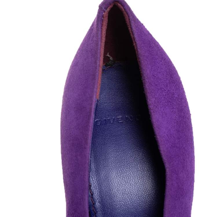 Pre Owned Givenchy Purple Suede And Patent Leather Cap Toe Pumps Size 39
