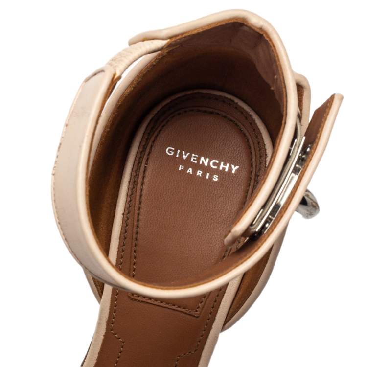 Pre Owned Givenchy Beige Luck Ankle Strap Sandals Size 38