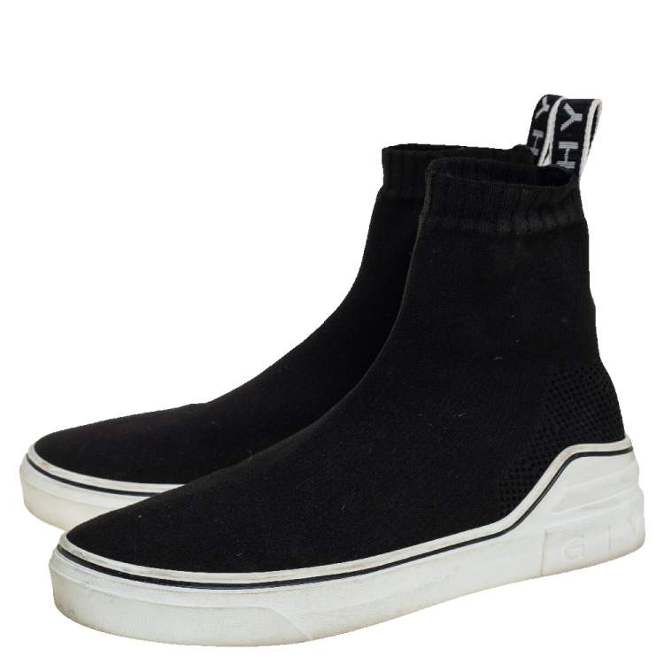 Pre Owned Givenchy Black Knit Fabric George V Mid Sock Sneakers Size 38