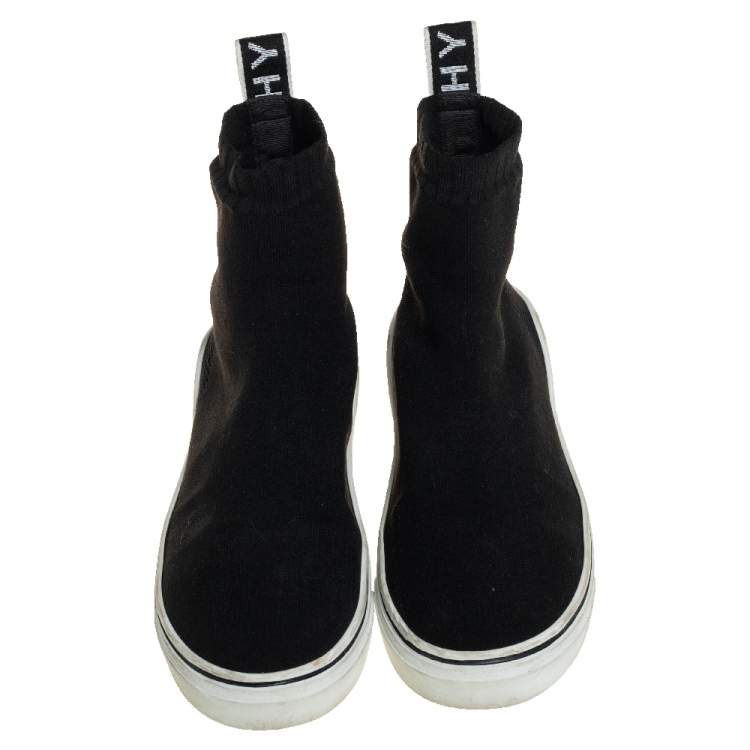 Pre Owned Givenchy Black Knit Fabric George V Mid Sock Sneakers Size 38