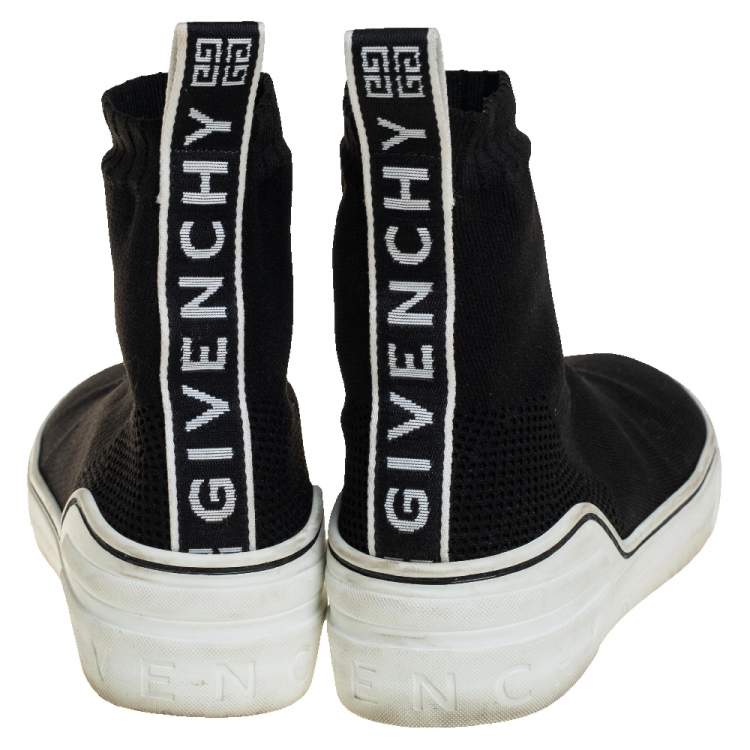 Pre Owned Givenchy Black Knit Fabric George V Mid Sock Sneakers Size 38
