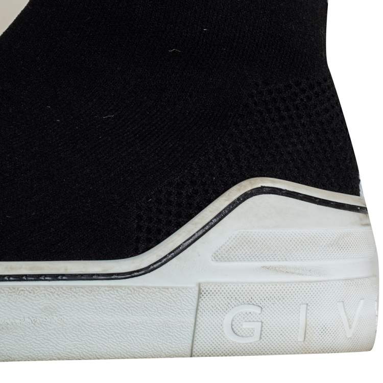 Pre Owned Givenchy Black Knit Fabric George V Mid Sock Sneakers Size 38