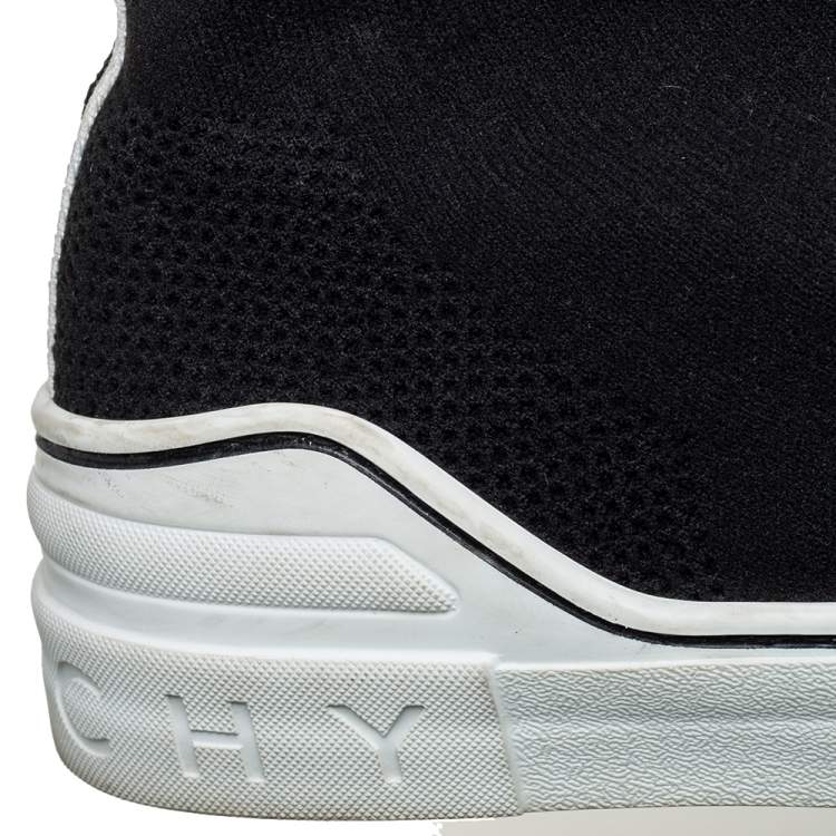 Pre Owned Givenchy Black Knit Fabric George V Mid Sock Sneakers Size 38