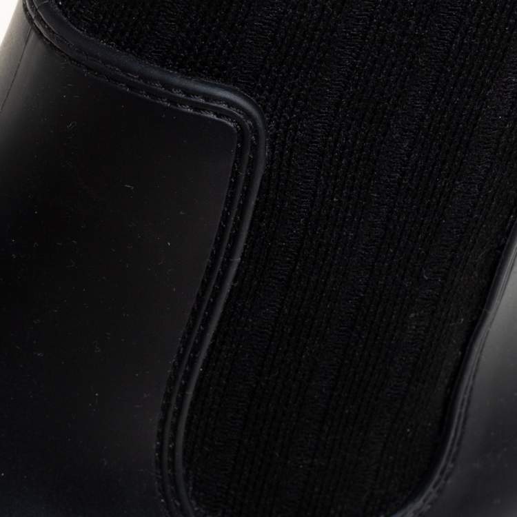 Pre Owned Givenchy Black Fabric And Rubber Storm Over The Knee Boots Size 37