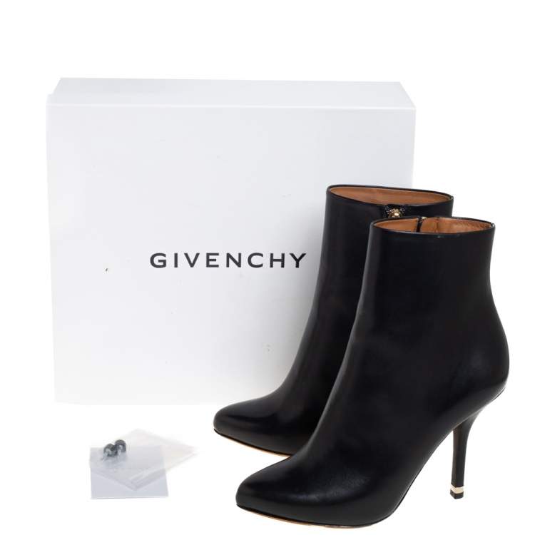 Pre Owned Givenchy Black Leather Ankle Boots Size 36.5