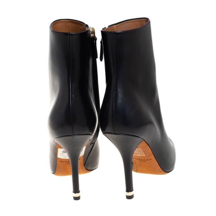 Pre Owned Givenchy Black Leather Ankle Boots Size 36.5