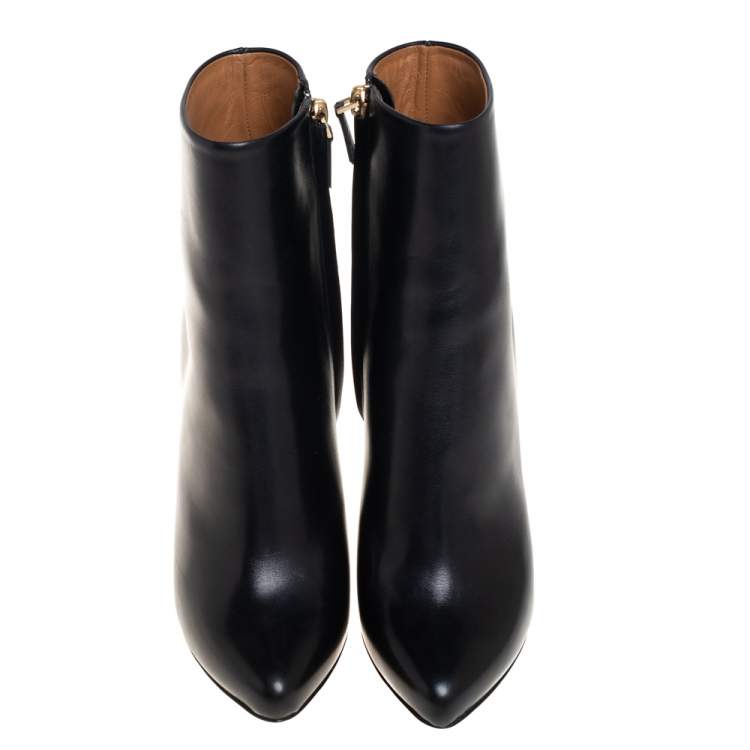 Pre Owned Givenchy Black Leather Ankle Boots Size 36.5