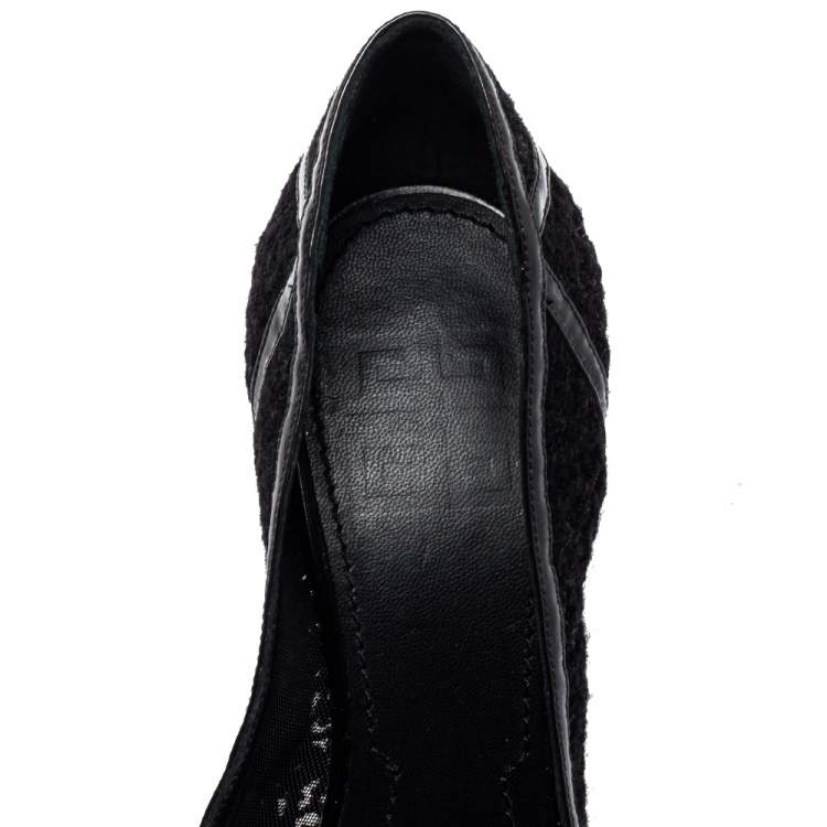 Pre Owned Givenchy Black Lace And Leather Pumps Size 38