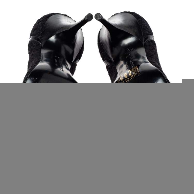 Pre Owned Givenchy Black Lace And Leather Pumps Size 38